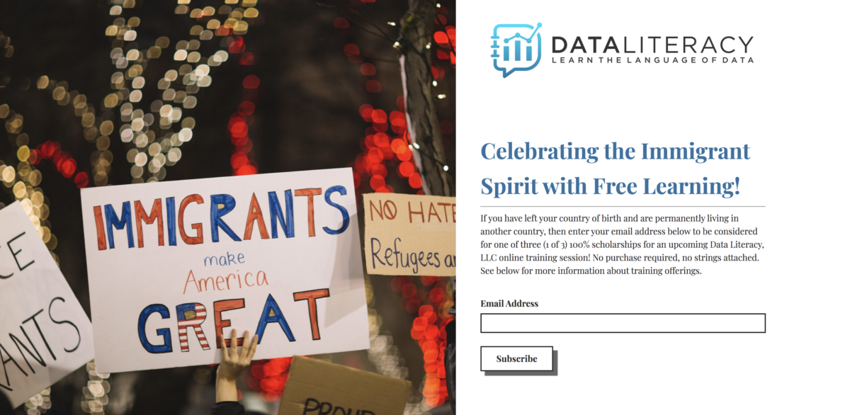 Announcing Immigrant Scholarships | Data Literacy, LLC | Data Literacy  
