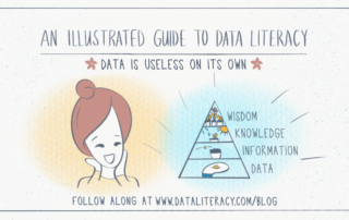 widescreen image that reads An Illustrated Guide to Data Literacy: Data is useless on its own