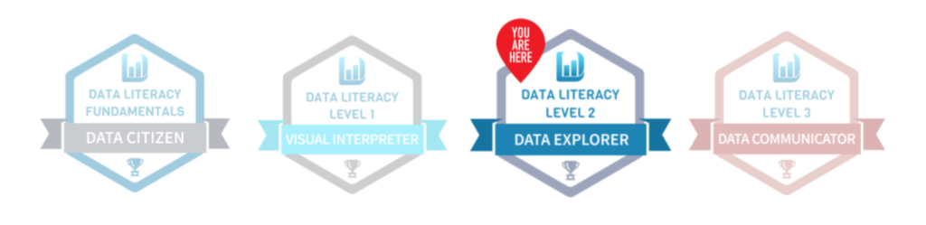 Data Explorer Placement Assessment | Data Literacy  's a red icon that says you are here over Data Explorer.