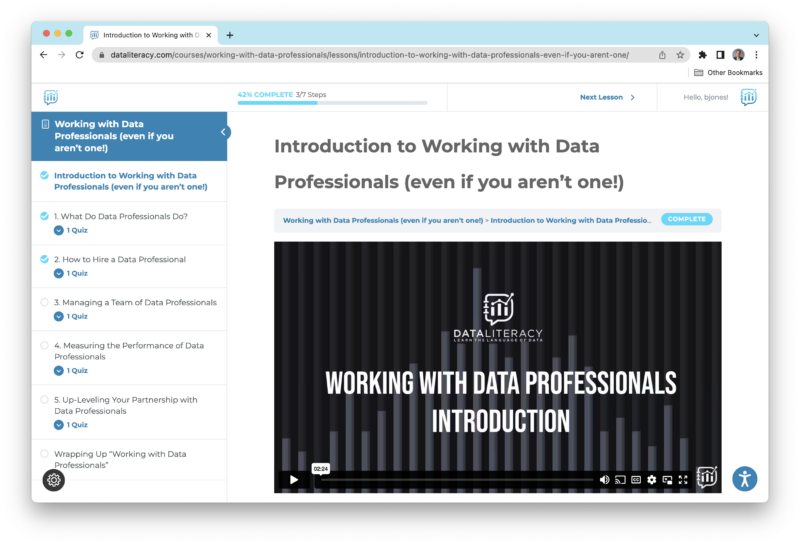 Working with Data Professionals | Data Literacy  